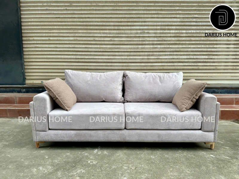 Sofa Da Nỉ Kết Hợp Chân Gỗ